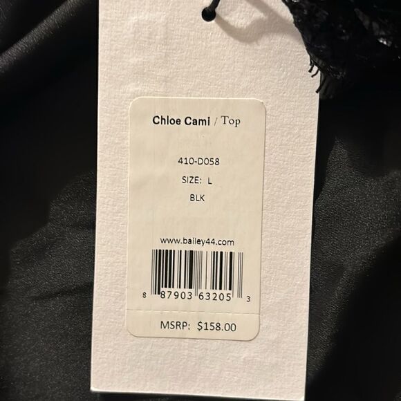 Bailey 44 Black Lace-Trim Chloe Camisole Size L/ NWT Made in USA - Picture 4 of 9